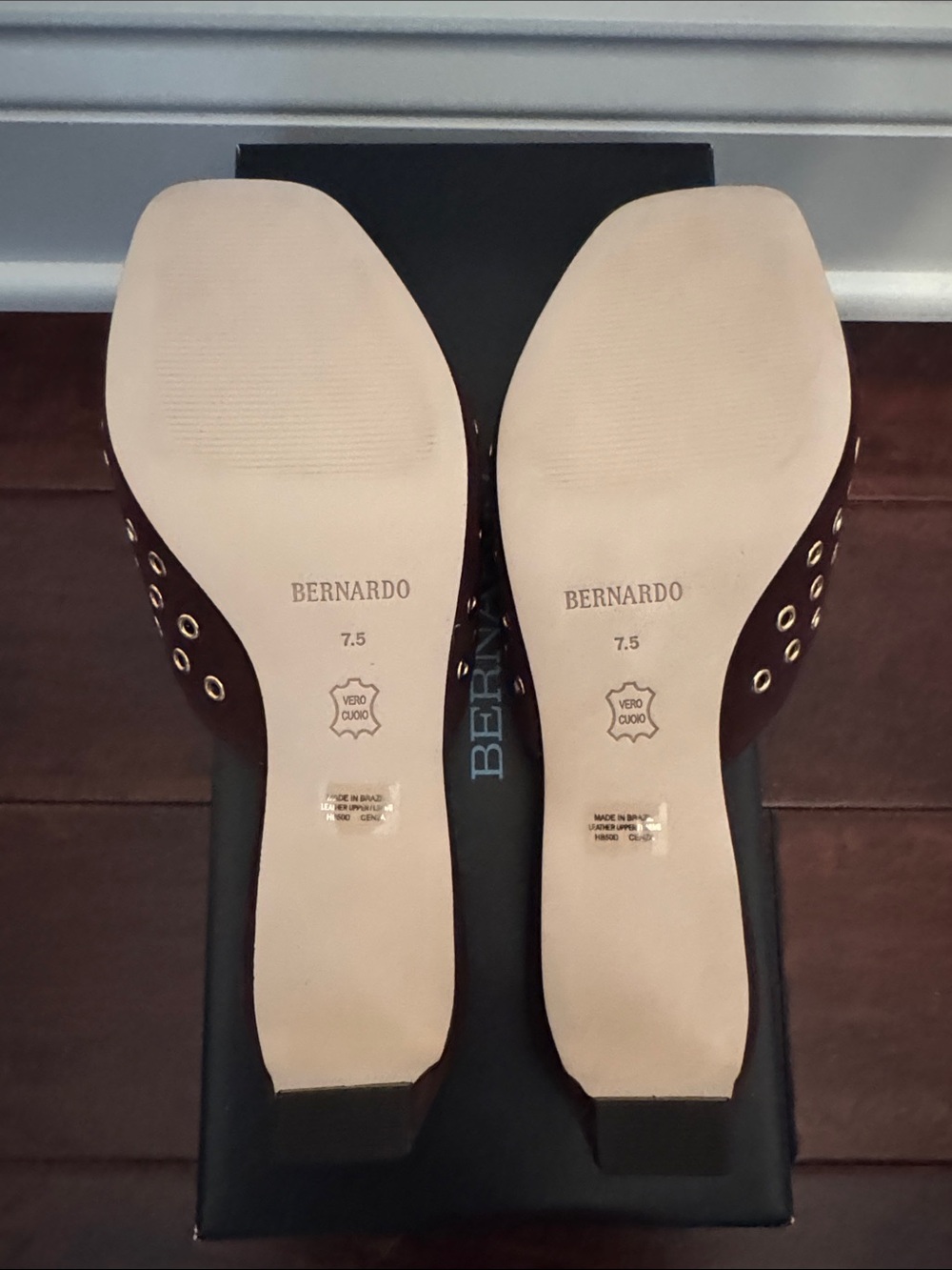 Bernardo Brown Suede Grommet Mule Sandals - Picture 5 of 6